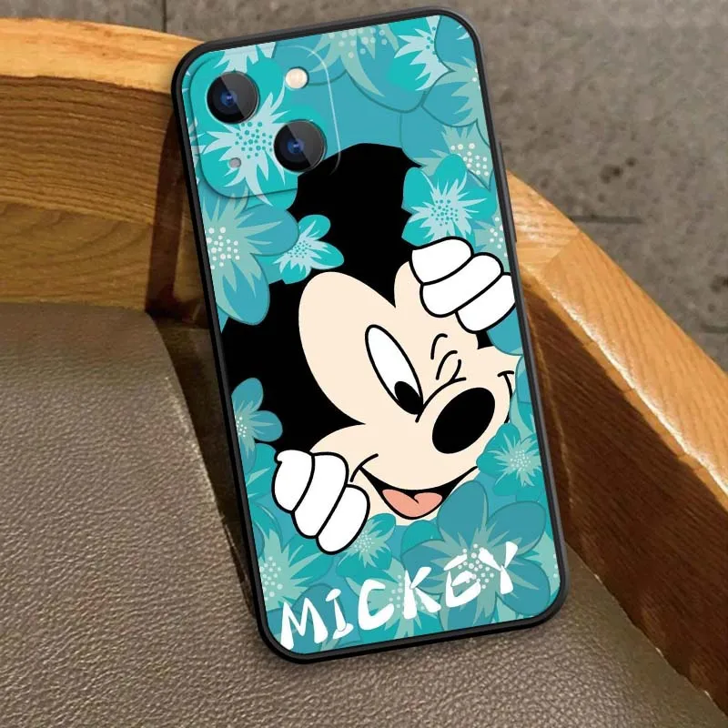 Funda de teléfono con dibujos de Mickey Minne de Disney para Apple iPhone 17 16 16E 15 14 13 12 11 Air Pro Max Plus, funda de silicona suave negra
