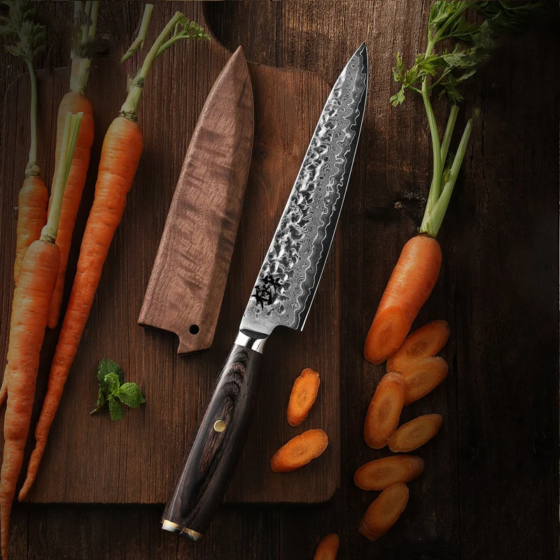 6 Inch Utility Knife With Wood Cover 67-layers VG-10 Damascus Steel Blade Razor Sharp Chef Slicing Cleaver Paring Kitchen Knives