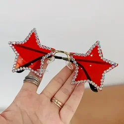 Fashion Retro Pentagram Y2K Sunglasses for Women Bling Rhinestone Star Shaped Sun Glasses Shades Dance/Party/Halloween Eyewear