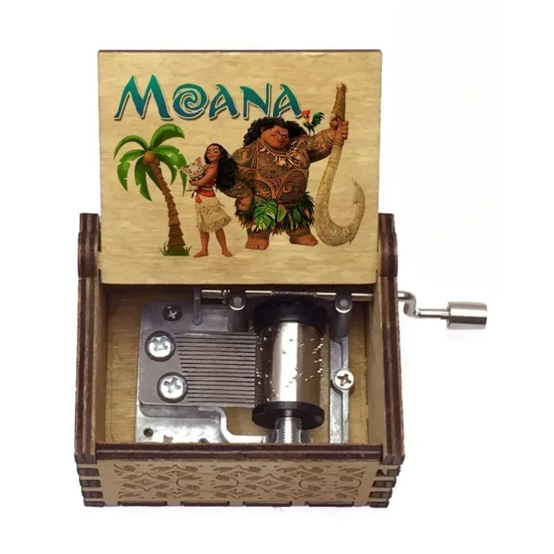 Moana Maui Hei Hei Pua الرسوم المتحركة الطرفية الإبداعية الكرتون المطبوعة خشبية مكرنك صندوق تشغيل الموسيقى عالية المظهر هدية عيد ميلاد