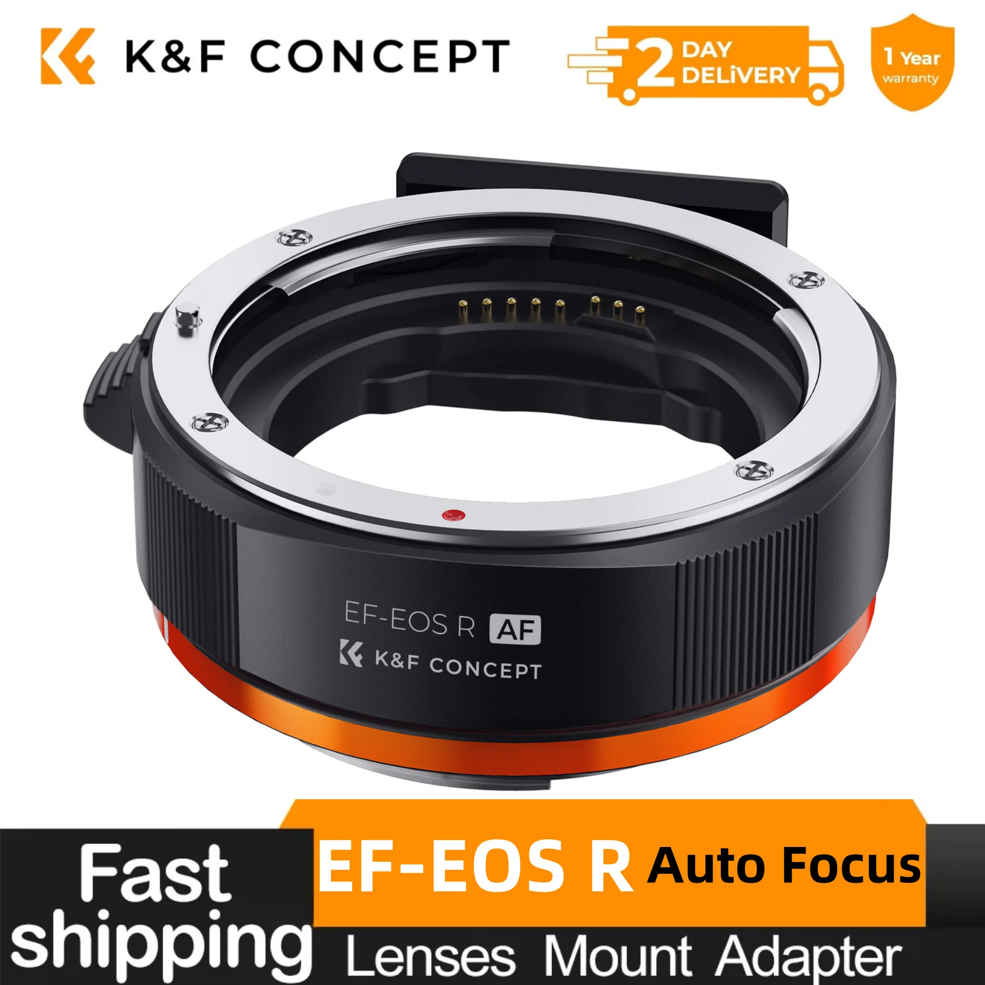 K&F Concept EF-EOS R RF EF EF-S Lens to EOS RF Mount Camera Auto Focus Adapter Ring for Canon EF Lens to Canon EOS R RF Camera