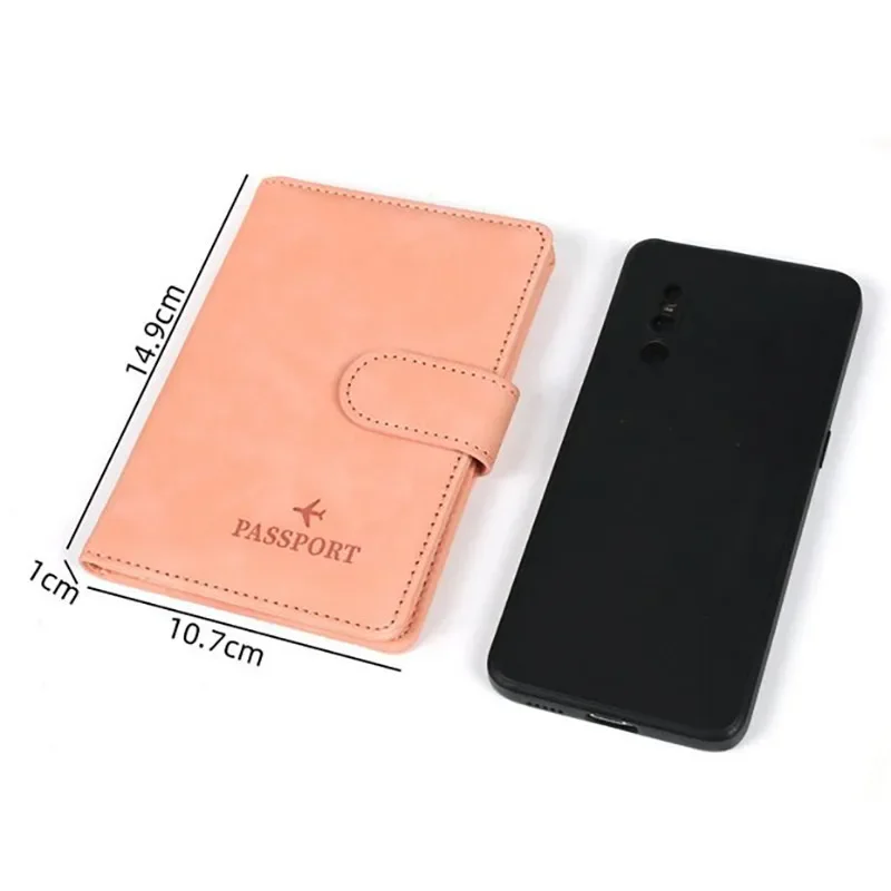 Men Women RFID ANTI Blocking Travel Passport Covers Holder Case with Hasp Pink Passport Wallet Case Travel Accessories Bag