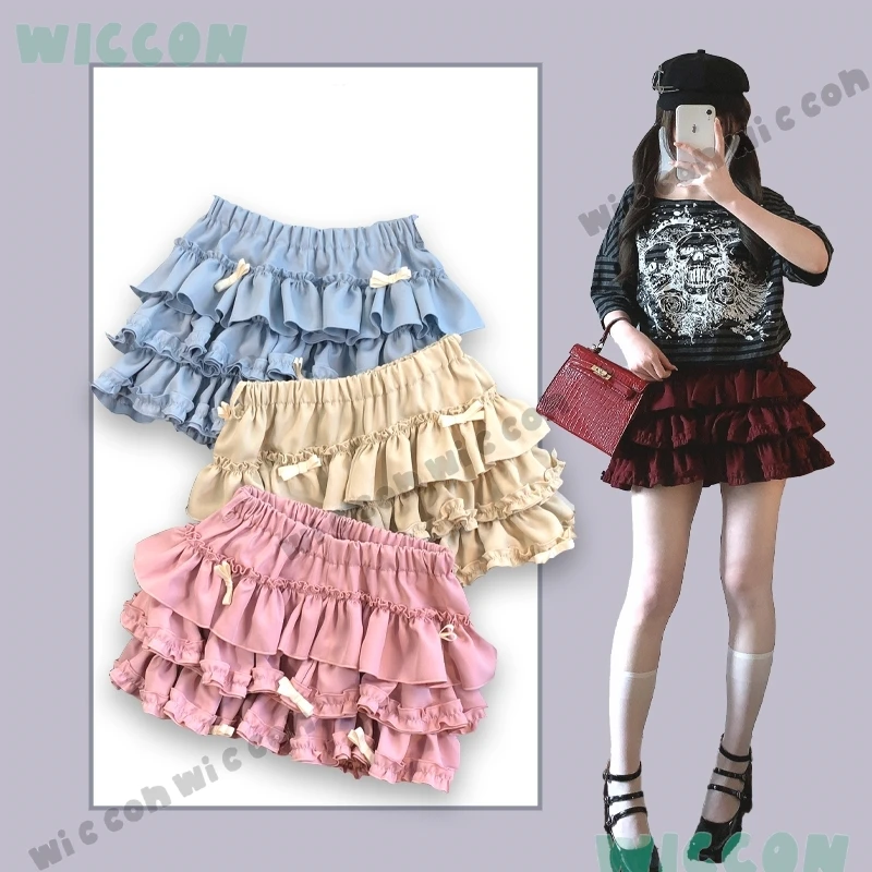 

Многослойная пышная юбка в стиле Jirai с бантом для торта, карнавальный костюм, милый милый костюм Kawaii Lolita, аниме, наряд для девочек для женщин, официальное аниме