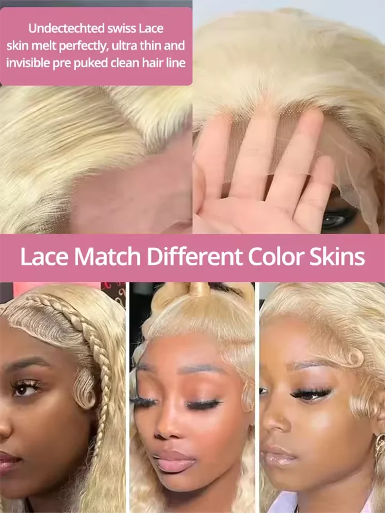 ディープウェーブ 13x6 HDレースフロント人毛ウィッグ 613 ハニーブロンドカラー カールウィッグ ブラジル人毛ウィッグ 女性用 グルーレスウィッグ