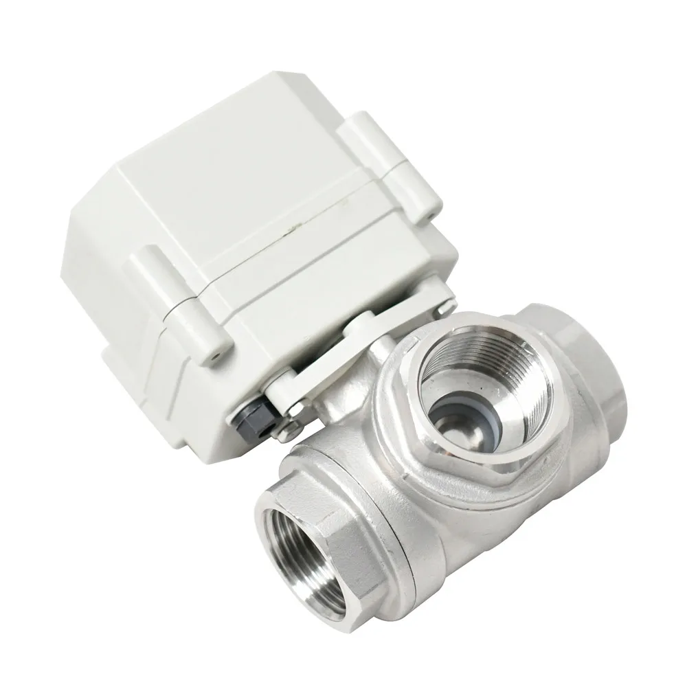 1'' DN25 SS304 3-Way Proportional Control Valve Electric Modulating Ball Valve 4-20mA 0-10V 0-5V Signal