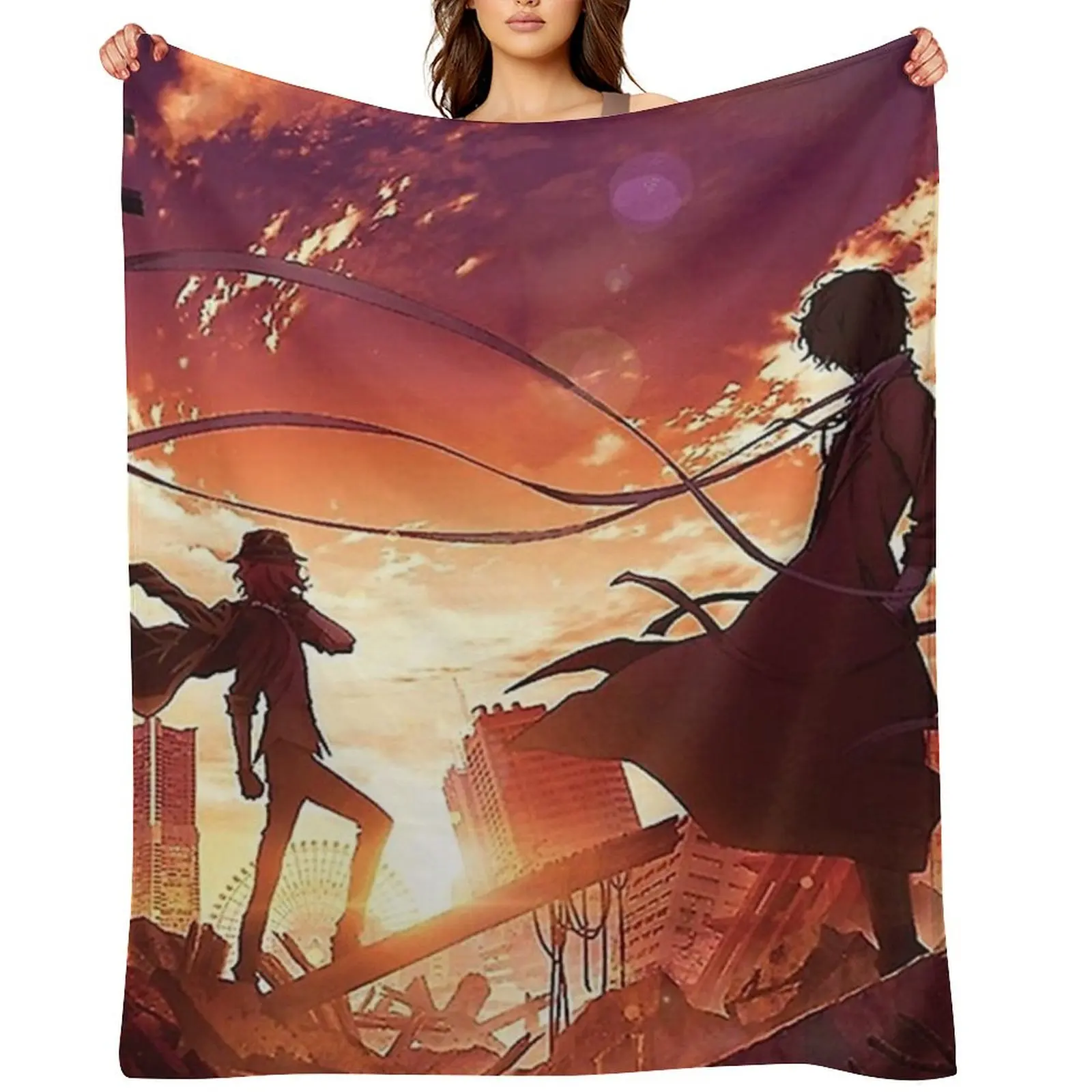 

SOUKOKU Poster Throw Blanket Vintage Plaid on the sofa Polar warm for winter Blankets