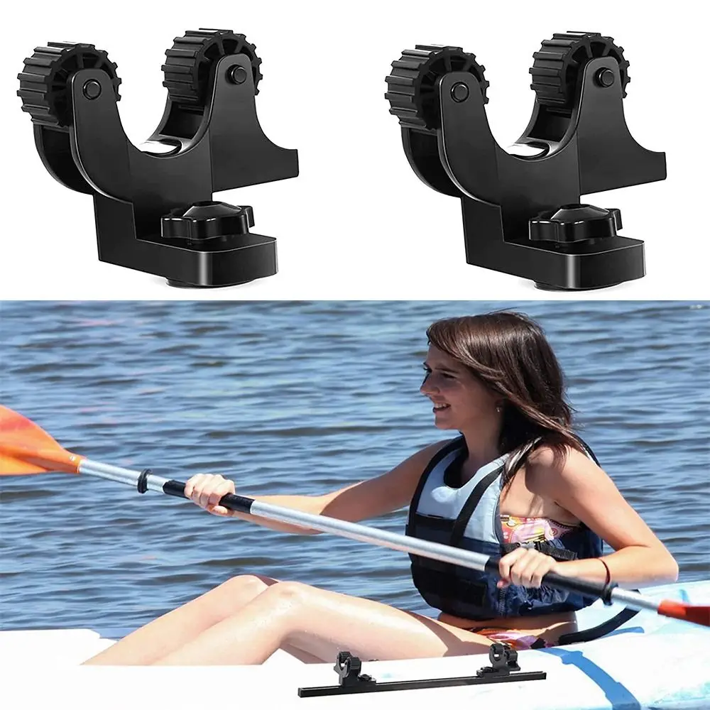 2/4pcs Black Kayak Paddle Stand Holder Fast Holding Adjustable Inflatable Boat Paddle Clips Easy To Install Durable