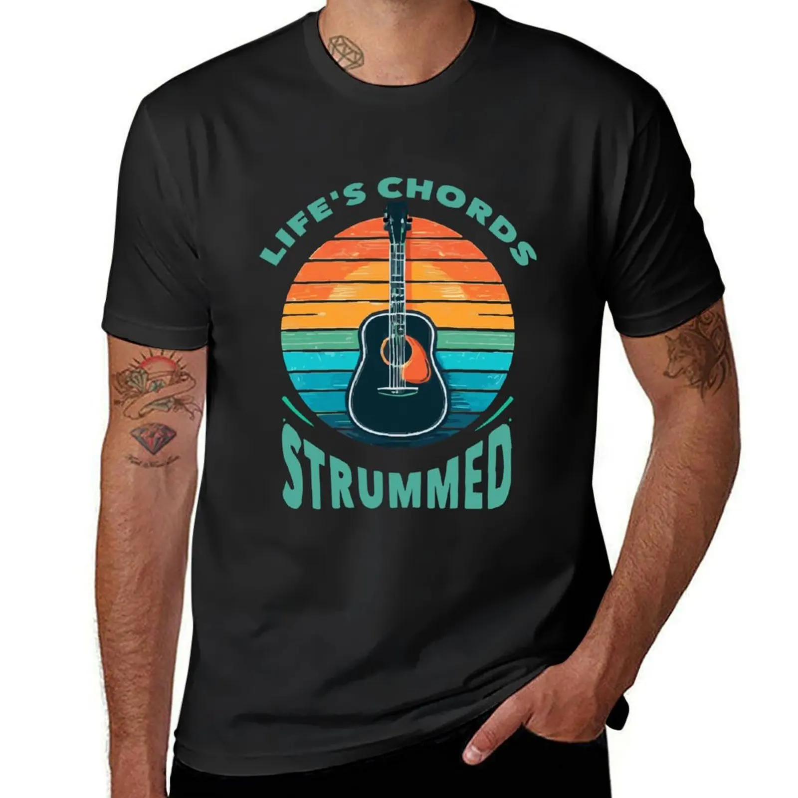 Life's chords strummed T-Shirt blacks sweat summer tops kawaii clothes mens vintage t shirts