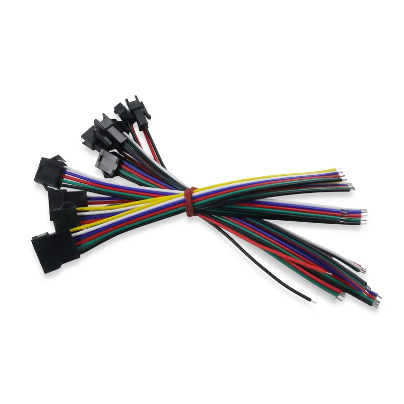 10pair/SM2-6Pin Extension Connector Cable Wires Electric M/F Wire for WS2812B SK6812 3528 5050 RGB RGBW LED Strip Lights Connect
