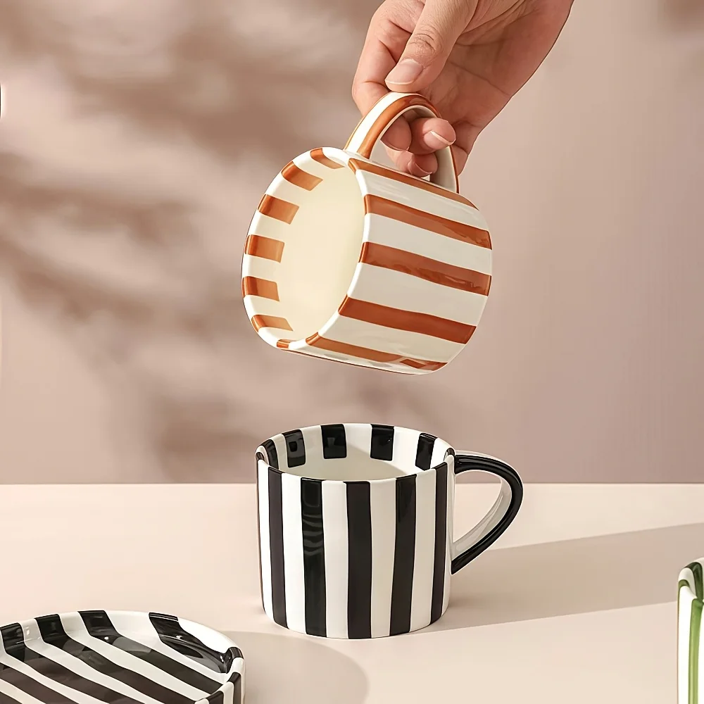 

European-Style Minimalist Ceramic Mug High-Appearance Coffee Cup and Saucer Set Home Water Cup Afternoon Tea Cup Perfect Gift Ch