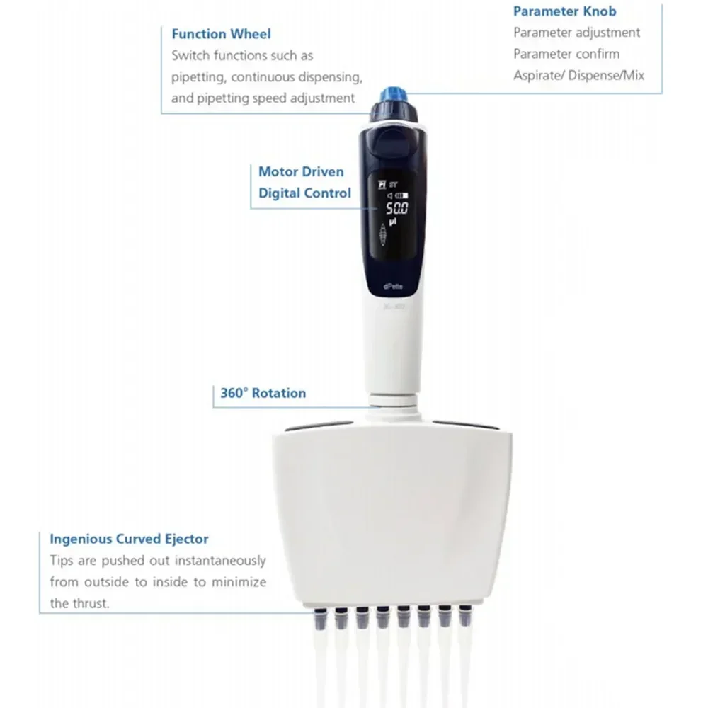 LAB Multichannel Adjustable Volume Multifunctional Eight-channel Electronic Pipette