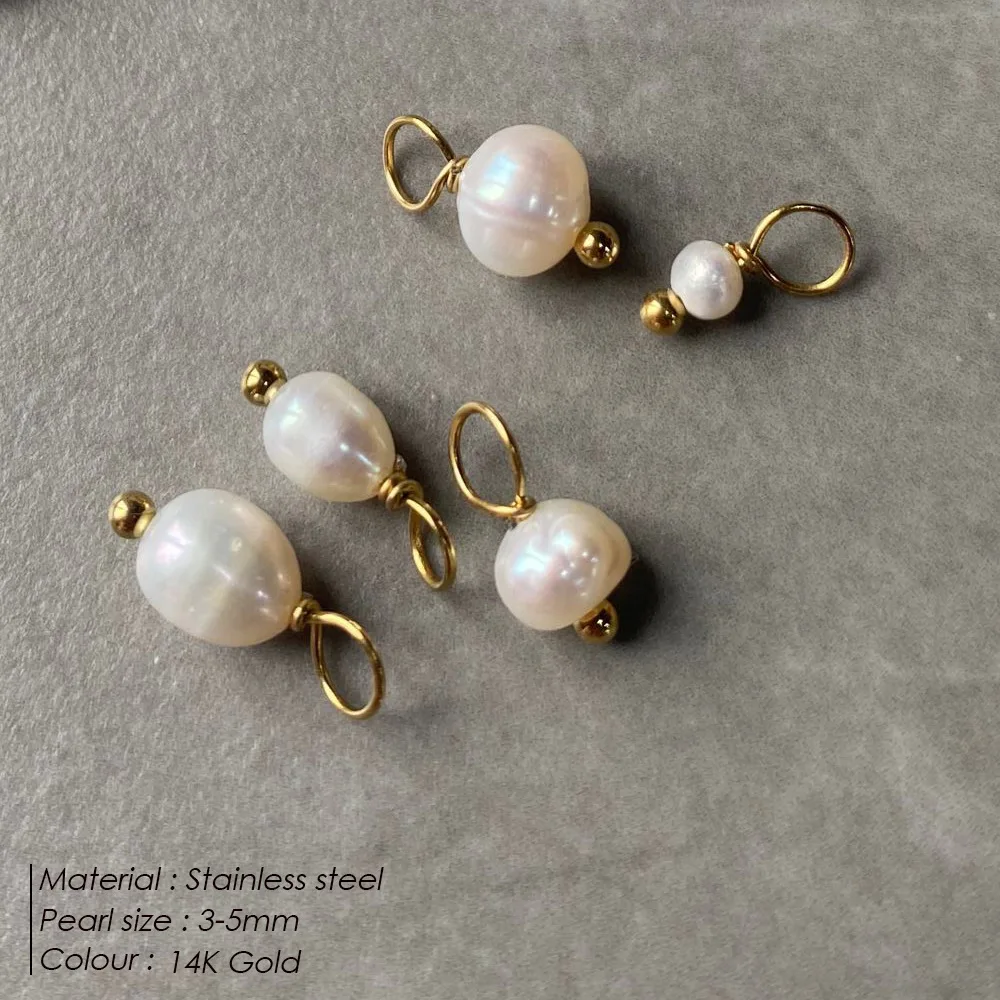 Zierliche Süßwasserperlen-Anhänger für Schmuckherstellung Edelstahl Kleine Perlenanhänger für Halskette Armband DIY Geschenk – Detail 6