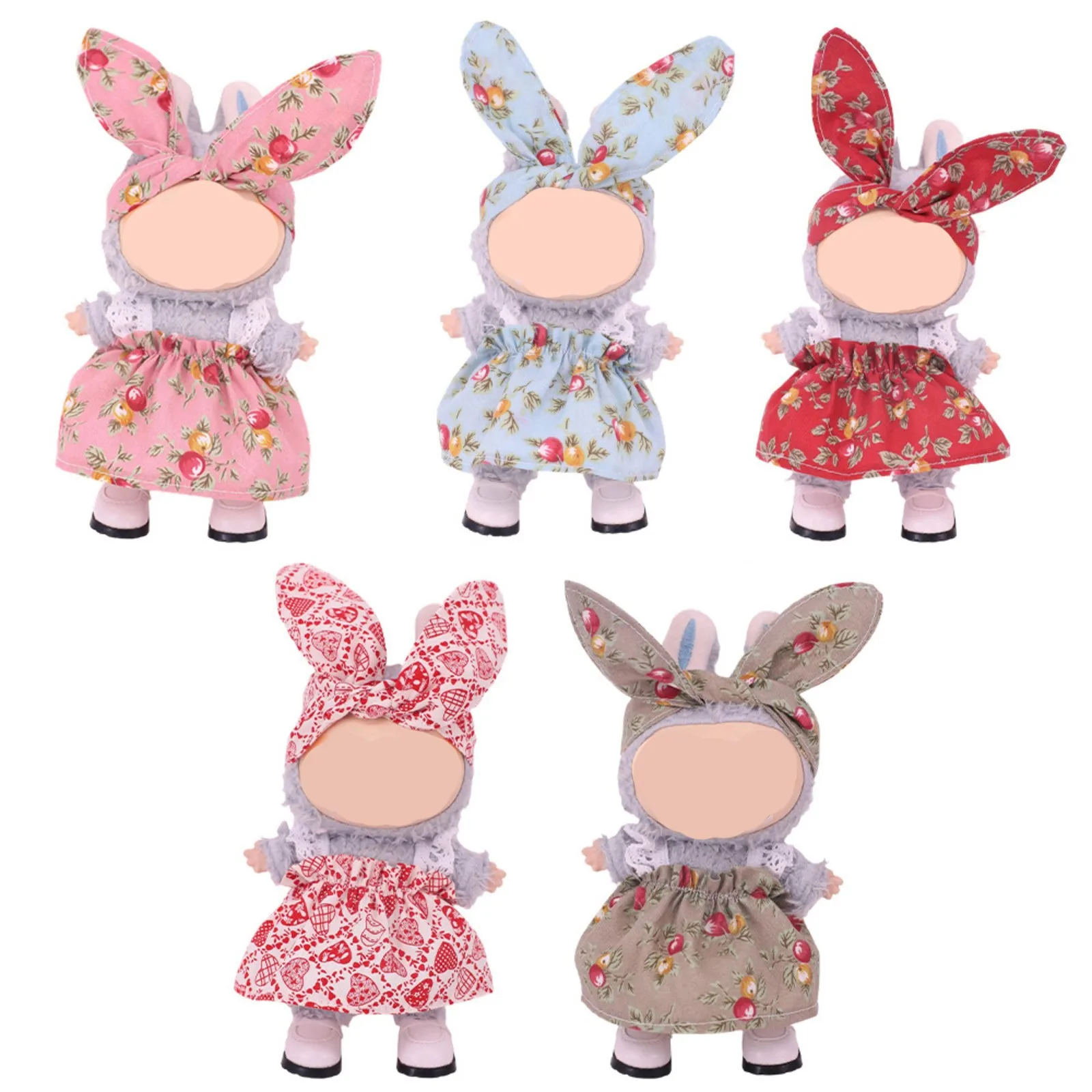 

Only Clothes Cute Mini Plush Doll'S Clothes Outfit Accessories For Labubu Dolls Clothing Kids Gift Floral Dress Set Rabbit Ear