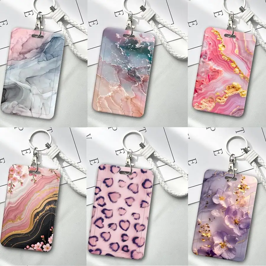 Fashion Cartoon Pink 1Pc Card Holder Retractable Credit Card Holders Holders Child Bus with lanyard Badge Bank ID Cover Case