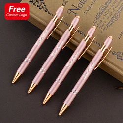 Custom Logo Rose Gold Metal Ballpoint Pens Personalized With Your Own Name Advertising Gifts Student Stationery Office Supplies