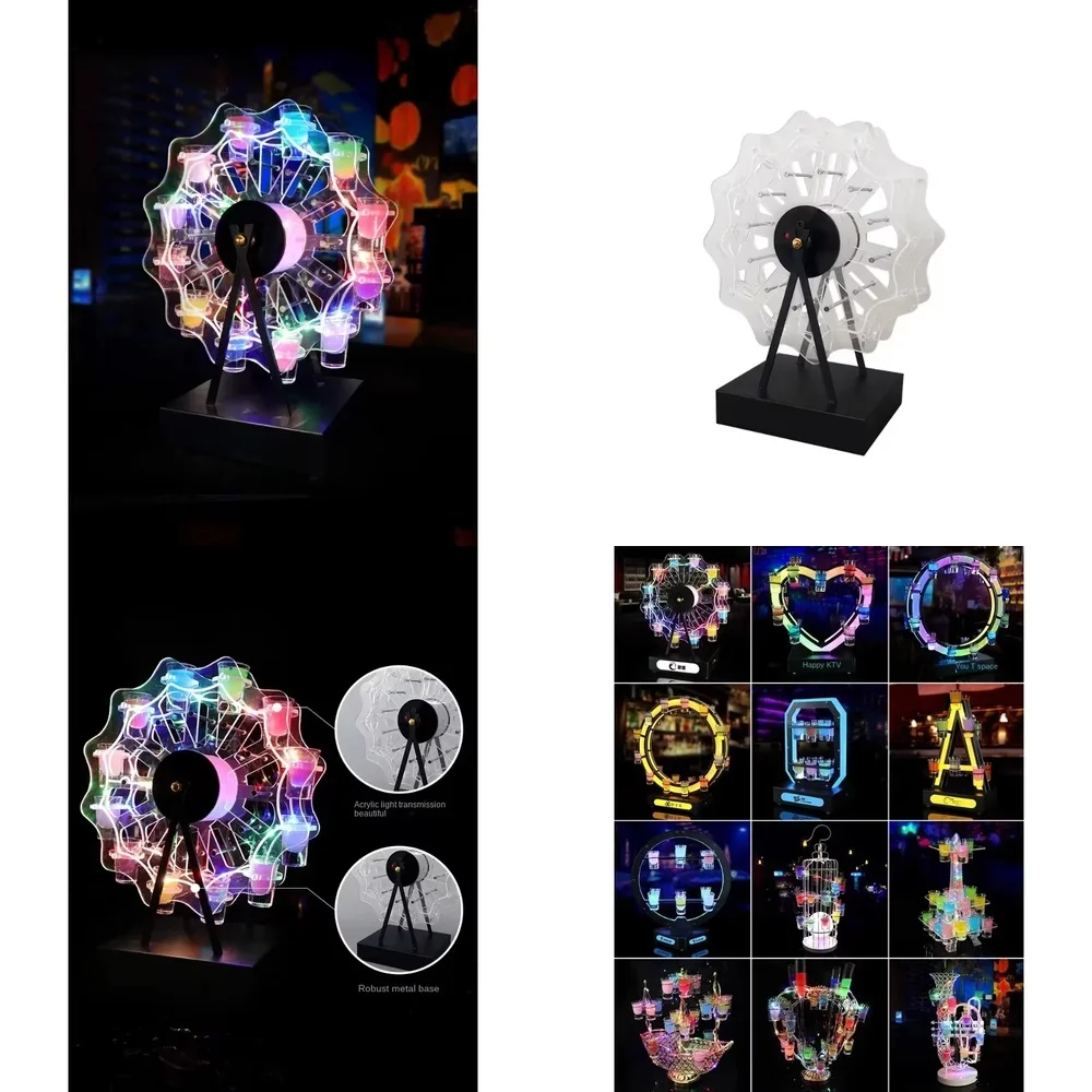 2026-Ferris Wheel Cocktail Rack Led Luminous 520 Bar Club Shooter Glass Metal Champagne Wine Rack Bullet Cup Holder