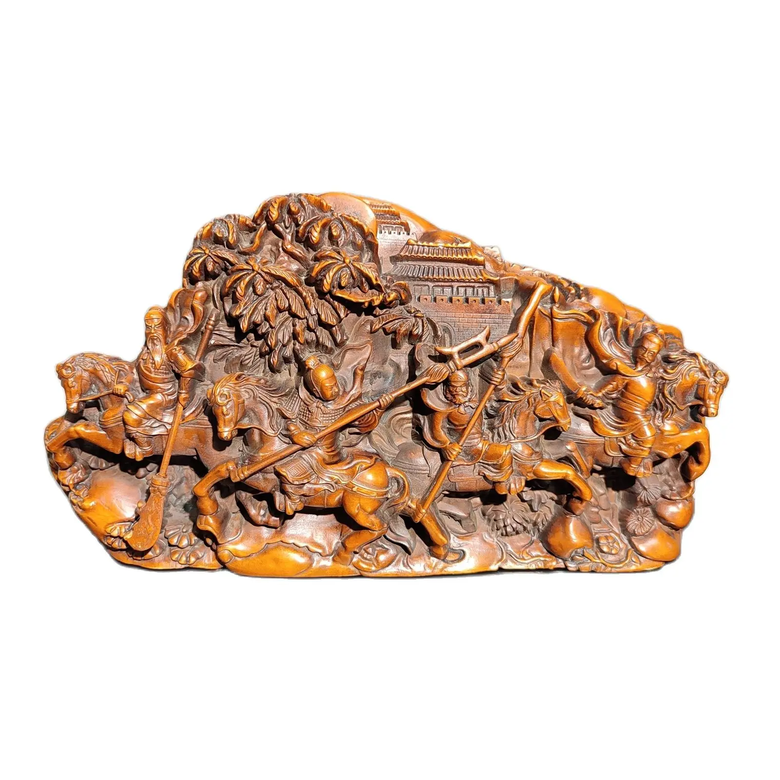 Винтажная статуя «Три Королевства», декор кабинета, деревянная фигурка, резная, сувенир для учебы, забавный