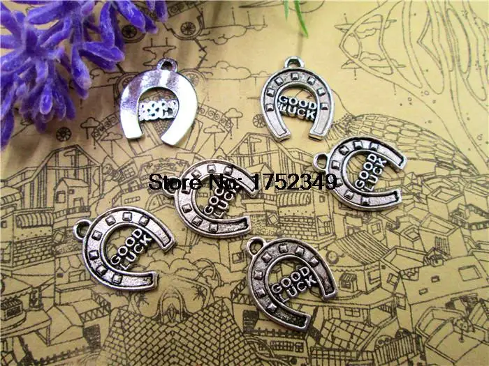 125pcs/lot--Horse Shoe  Antique Tibetan Silver Lucky HorseShoe Pendants Good Luck Horse Jewelry Making 18x14mm