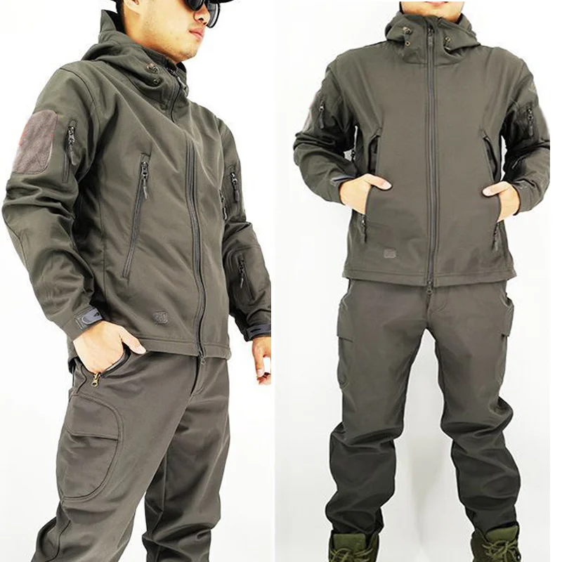 Imagem -04 - Sharkskin Soft Shell Tactical Calças Homens Eua Acampamento Militar Peixe Calças Impermeáveis Velo do Exército Quente ao ar Livre Ciclismo Sweatpant