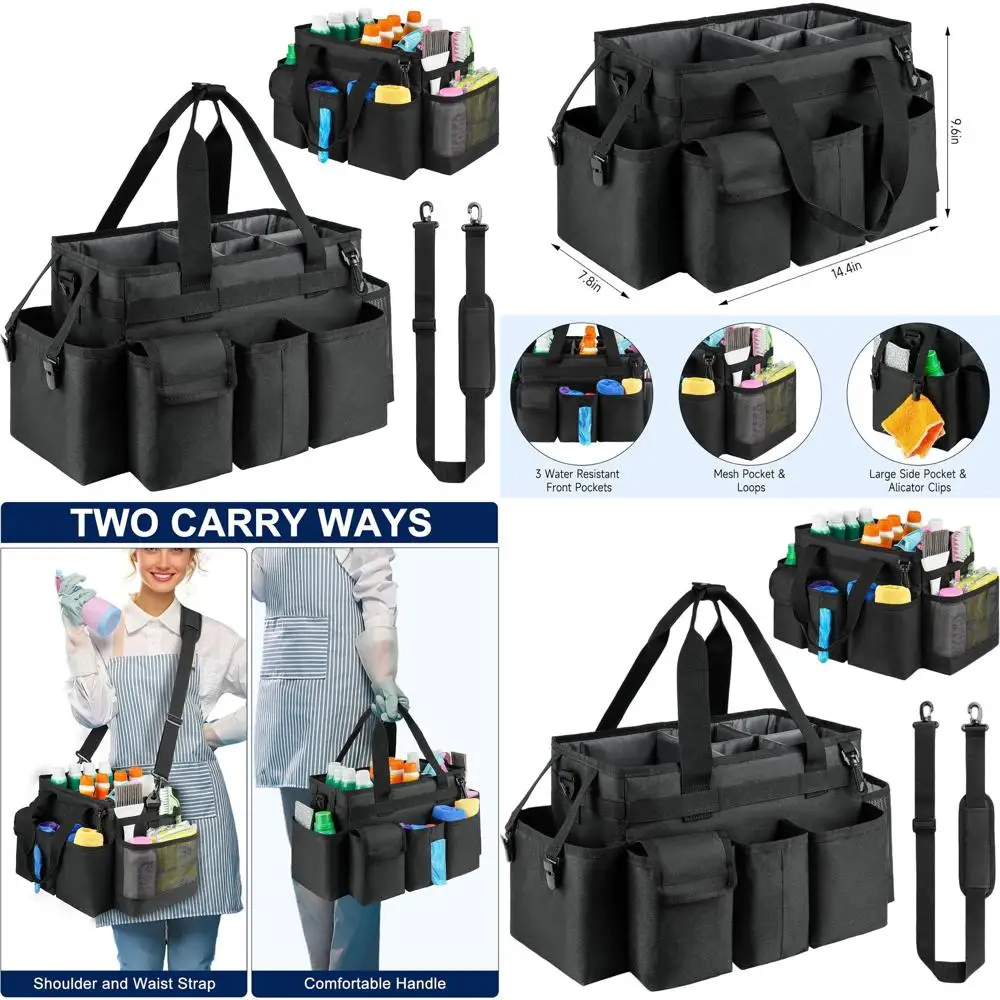 

Portable Housekeeping Cleaning Bag with Handle, Black, for Efficient Supplies Organization