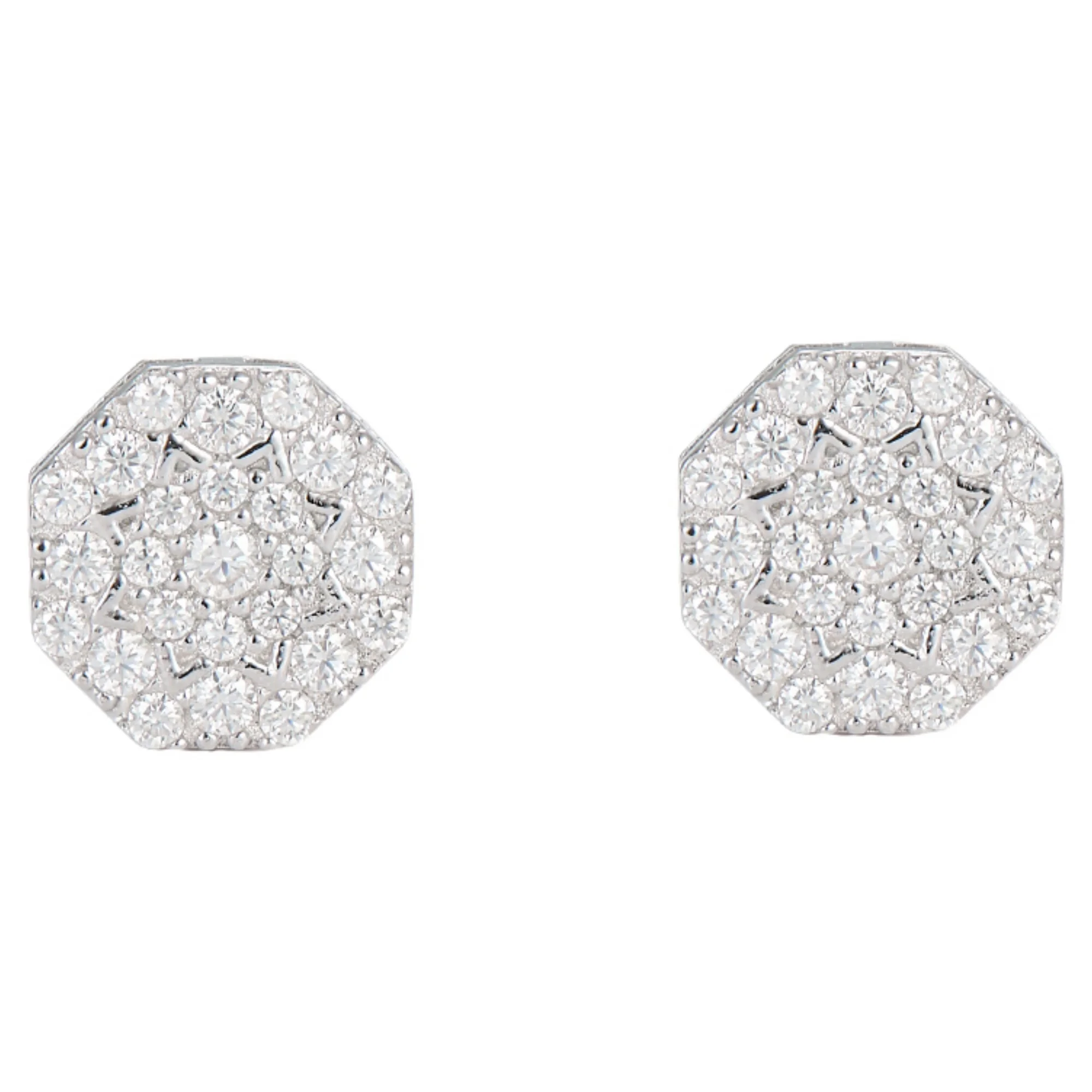 Geometric Stud Earrings Octagonal Moissanite Earring for Women S925 Silver Earrings with Gra Certificate Fashion Jewelry