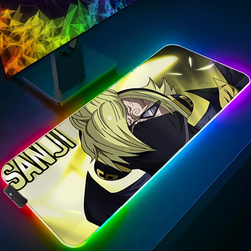 

RGB LED Mouse Pad Office Desk Mat Computer Game Mousepad One Piece Sanji Rubber Keyboard Pad PC Accessories Mouse Mat Tablet Pad