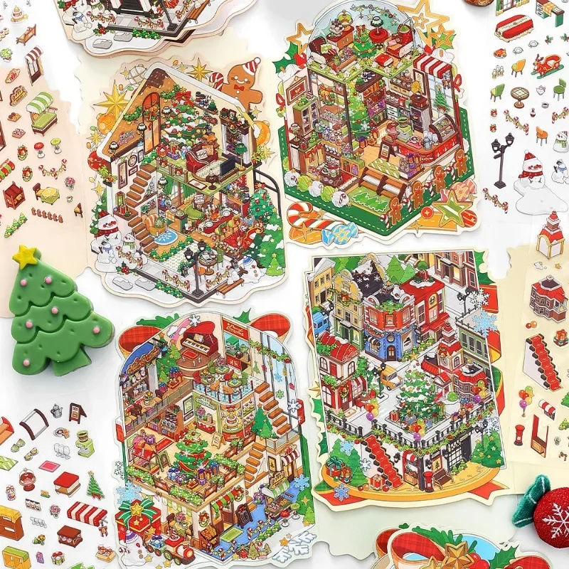 Adorable Christmas Diorama Sticker Layered 3D Design for Creative Play Calming Sensory Activity Children Perfect Gift for Young