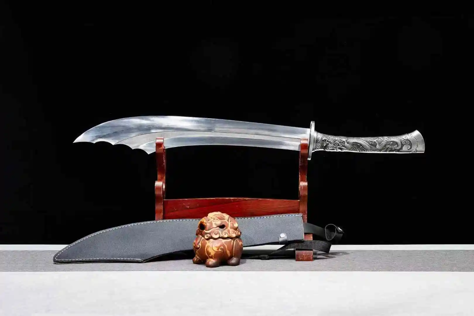 83*9.3cm Unique Purple Blue Chinese Tang Dynasty Battle Broadsword Sword, High Performance Manganese Steel Blade, Unsharp