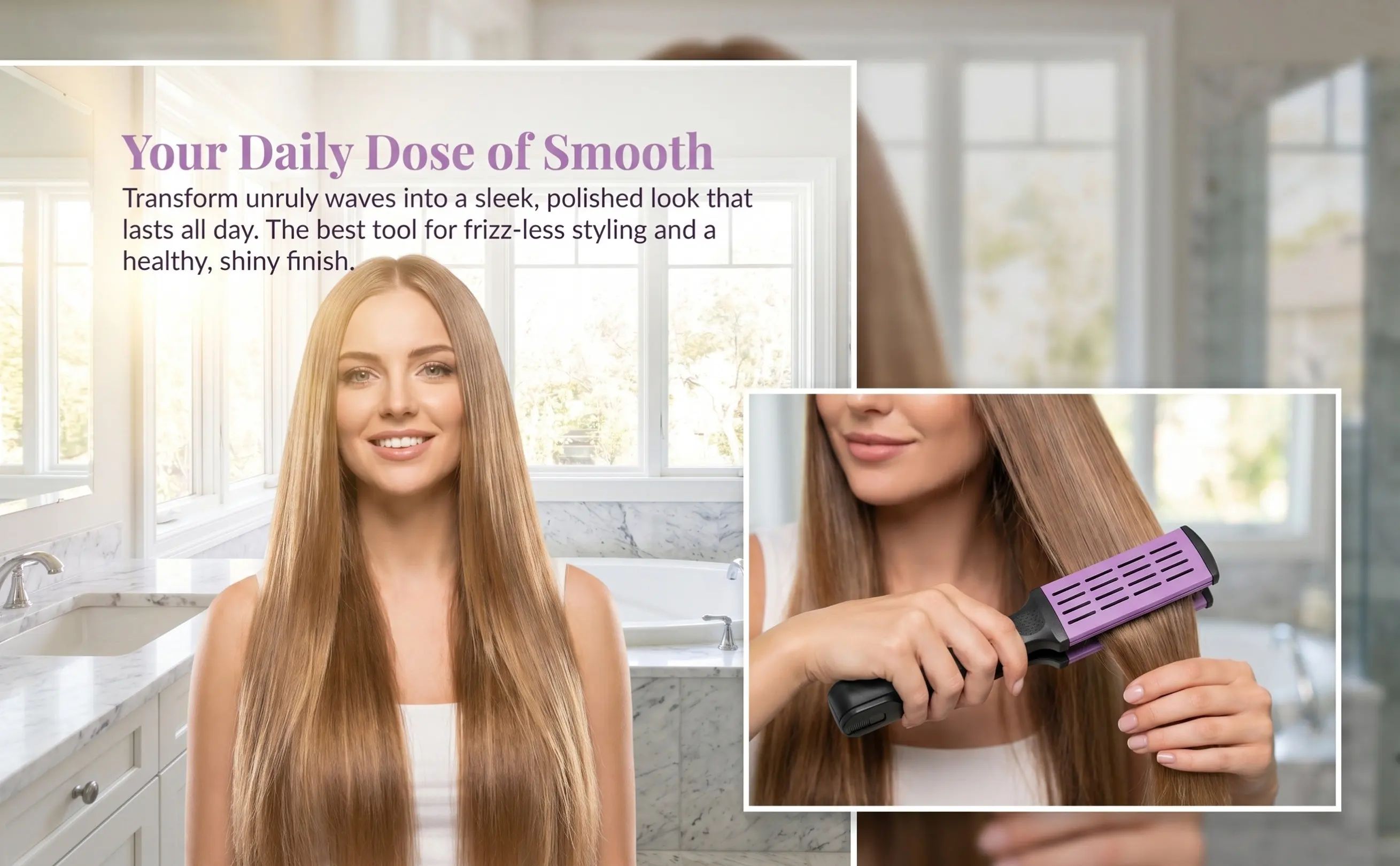 Straightening Comb V-Shaped Dual-Sided Bristle Styling Tool for Smooth Straight Hair Gentle Scalp Care Portable Compact Design