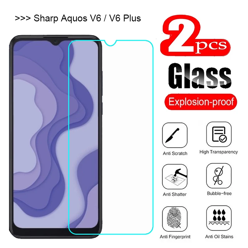 2PCS Tempered Glass for Sharp Aquos V6 Plus Screen Protector Film 9H Protective Glass For Sharp Aquos V6 Plus Pelicula De Vidrio