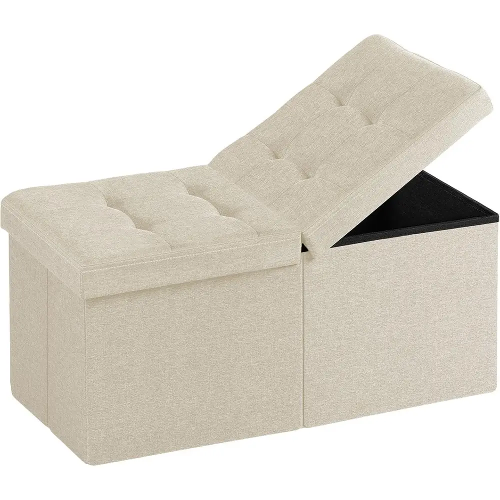 30-Inch Ottoman with Storage, Storage Bench, End of Bed Bench Coffee Table or Living Room, Bedroom, Entryway (Beige)