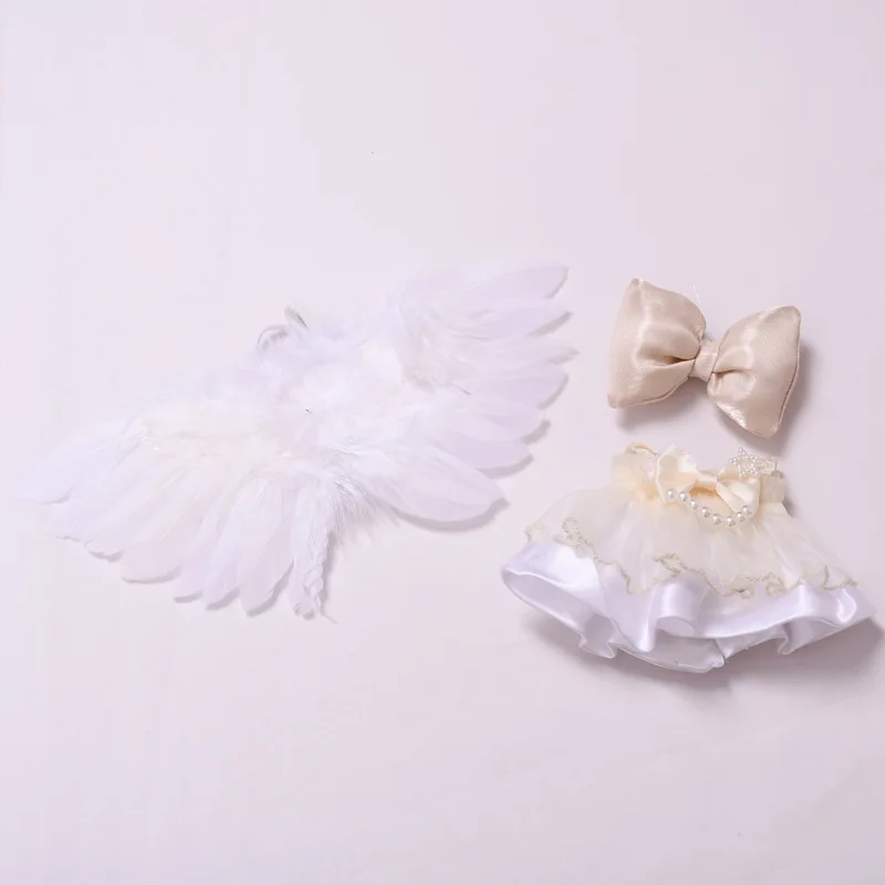 Mini roupas de boneca acessórios para coreia kpop exo 15-17cm labubu 10com algodão boneca gaze saia asas de anjo roupas presente