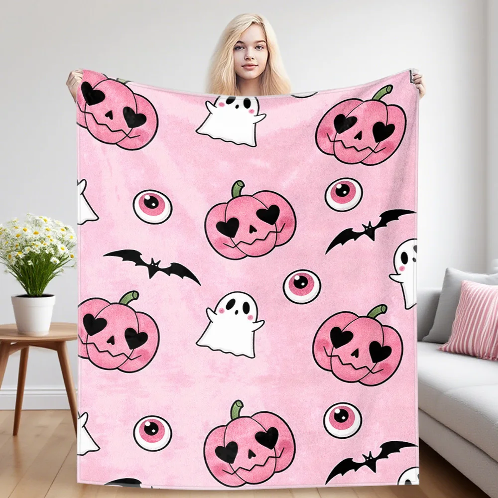 Halloween Pumpkins Sofa Specific Soft Flannel Blanket, Universal Plush Gift Blanket For All Seasons