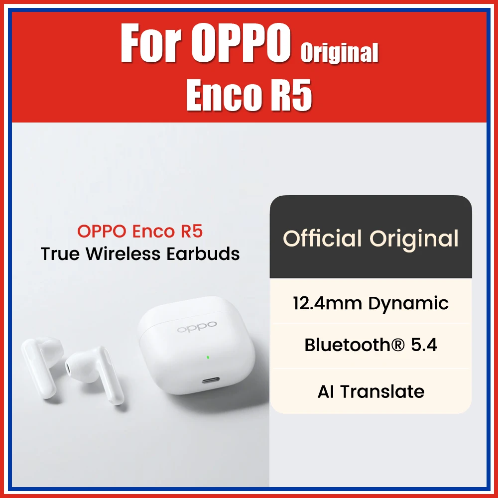 Enco Buds3 CN Version Original OPPO Enco R5 True Wireless Earbuds AAC SBC Half In-ear Earphones Smart Touch IP55 TWS Headset