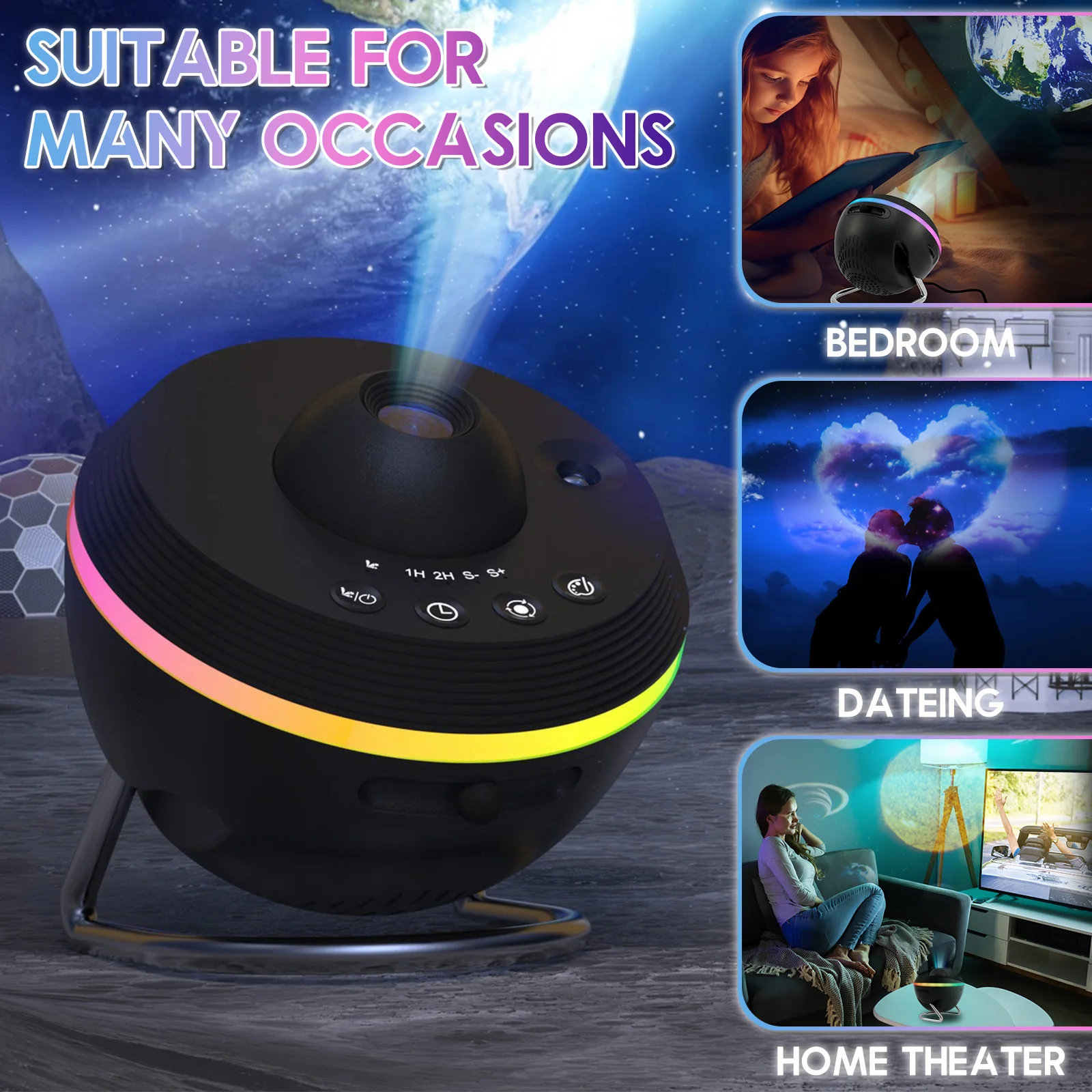 Star Projector with Timer 4K HD Projection Galaxy Projector Adjustable Focus Star Projector Galaxy Light 4 Colors Nebula