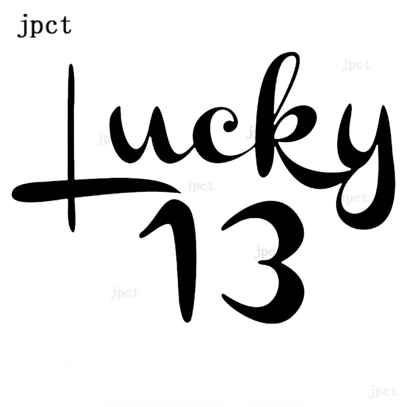 JPCT funny lucky number 13 sizes of decals for cars, bumpers, fuel tank covers Waterproof vinyl decals with a length of 15cm