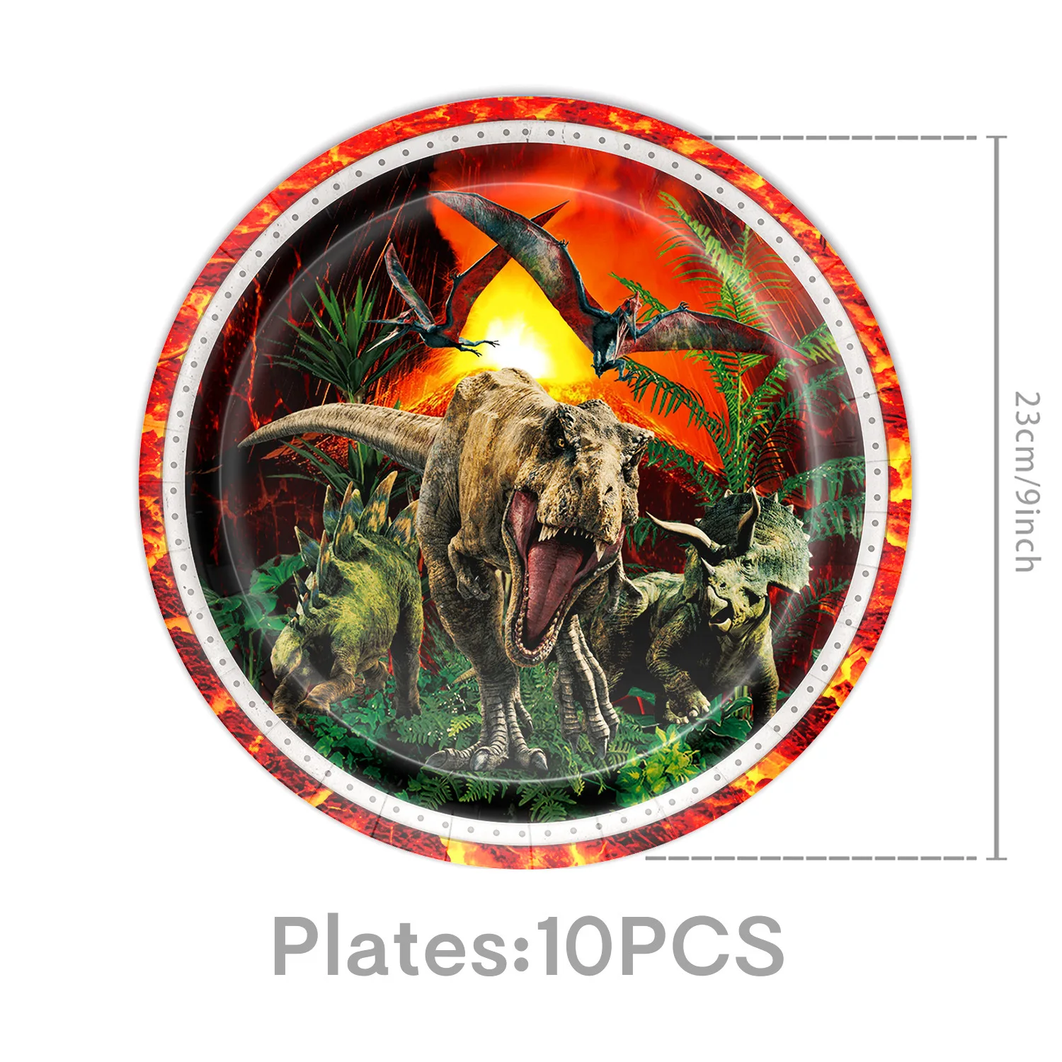 Cartoon Rot Jurassic Dinosaurier Thema Party Liefert Einweg Geschirr Set Teller Servietten Banner Kinder Geburtstag Party Decor – Detail 3