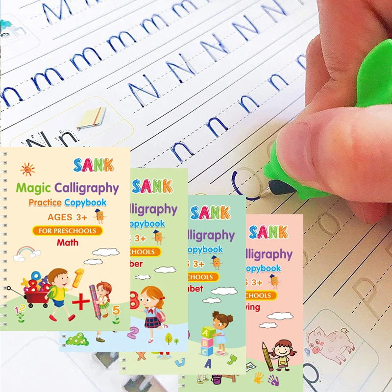 SANK Copybooks Free Shipping Pen Magic Copy Book Free Wiping Children's Kids Writing Sticker Practice Copybook For Calligraphy