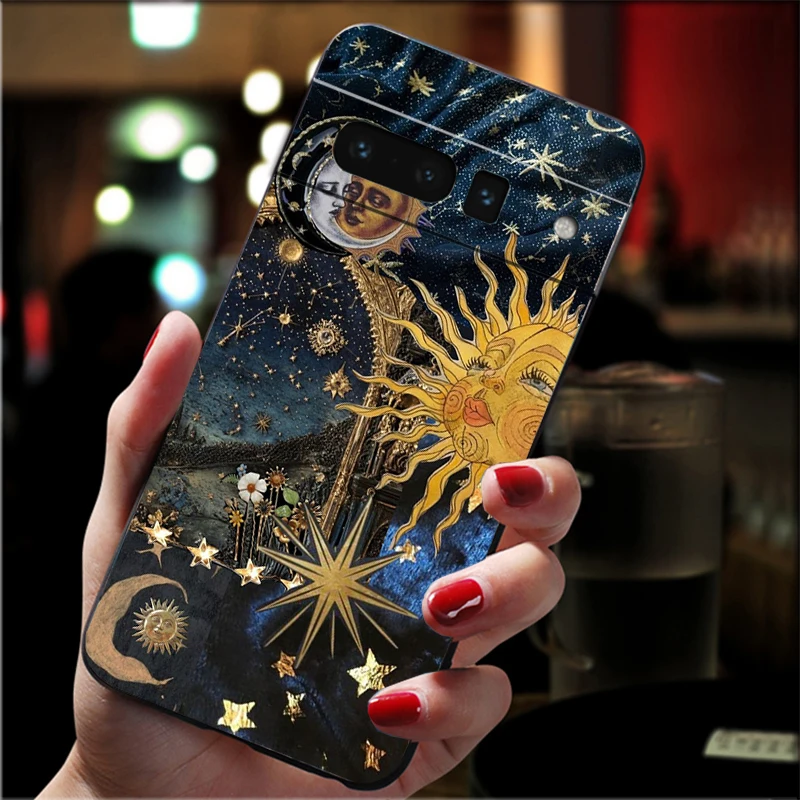 

Phone Case For Google Pixel 10 9 Pro XL 9A 8 7 6 Pro Pixel 8A 7A 6A Pixel 8 7 6 5 Moon and Sun Aesthetic