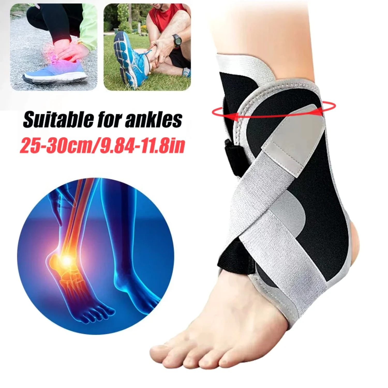 [ "Torreas de vendaje protectoras de soporte de tobillo de seguridad deportiva ajustables para esguince de fractura de tobillo", "esguince de ligamento de tensión de tobillo
