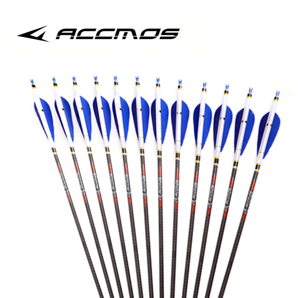 6/12pcs 3K Pure Carbon Arrows Spine 200 250 300 350 400 500 600 700 For Bow Archery Hunting Shooting Training