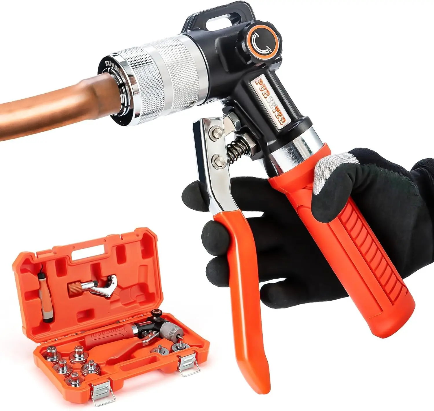 

HVAC Hydraulic Swaging Tool Kit for Copper Tubing Expanding with 3/8 to 1-1/8 Inch Sizes