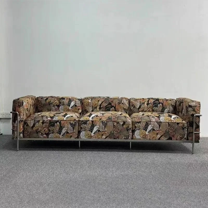 Divano da soggiorno moderno e semplice in tessuto, divano antico pigro in fila diritta