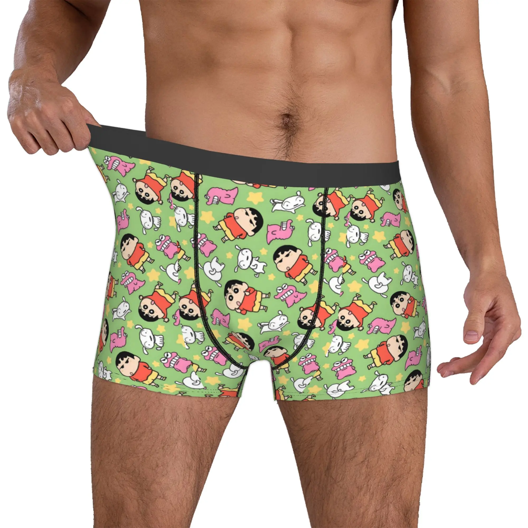Ropa interior personalizada C-Crayones Shin-chanes para hombre, calzoncillos tipo bóxer con estampado de dibujos animados, pantalones cortos, bragas, calzoncillos transpirables