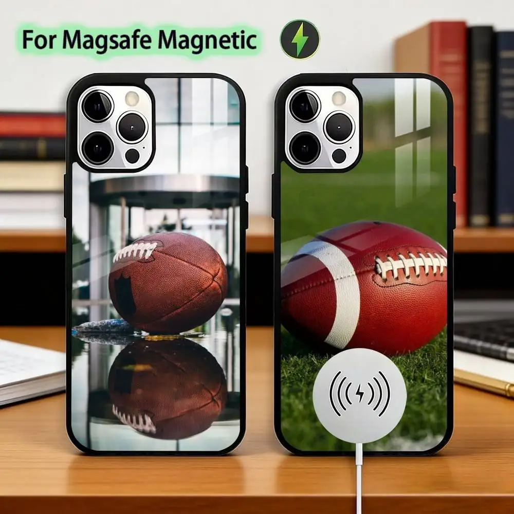 

American Football Sport Phone Case For iPhone17,16,15,14,13,12,11 Plus,Pro Magnetic with Magsafe Wireless Charging