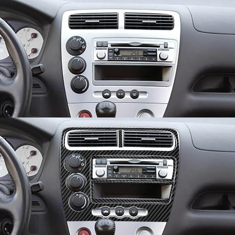For Honda Civic Si 2002 2003 2004 2005 Black Carbon Fiber Car Stickers  Interior Cover Trim Speedometer Decoration Accessories