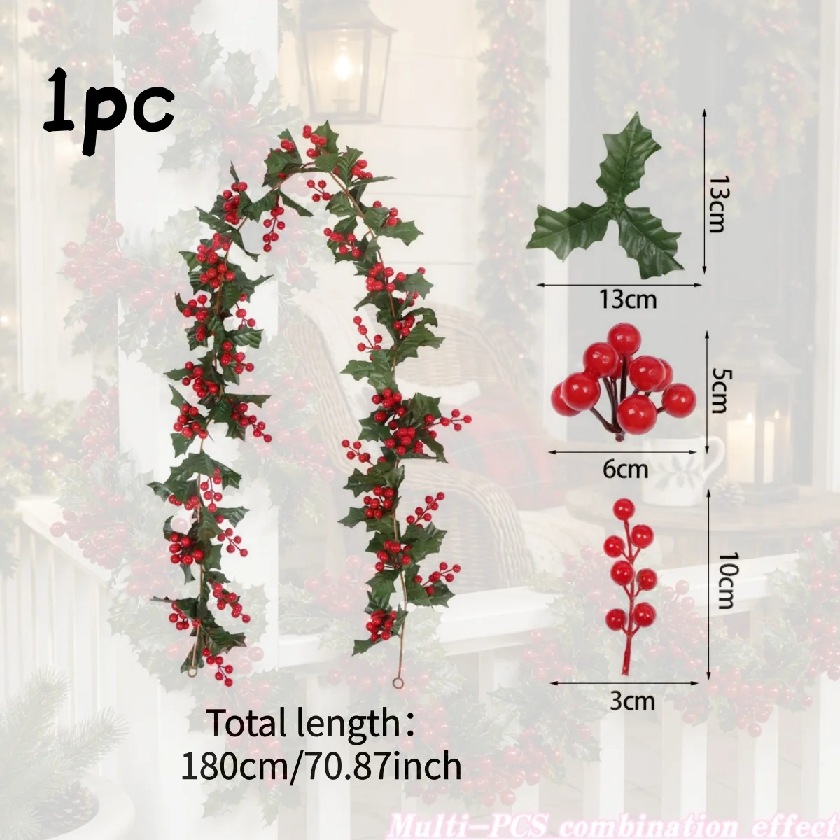 : Red Berry Christmas Holly Wreath 6