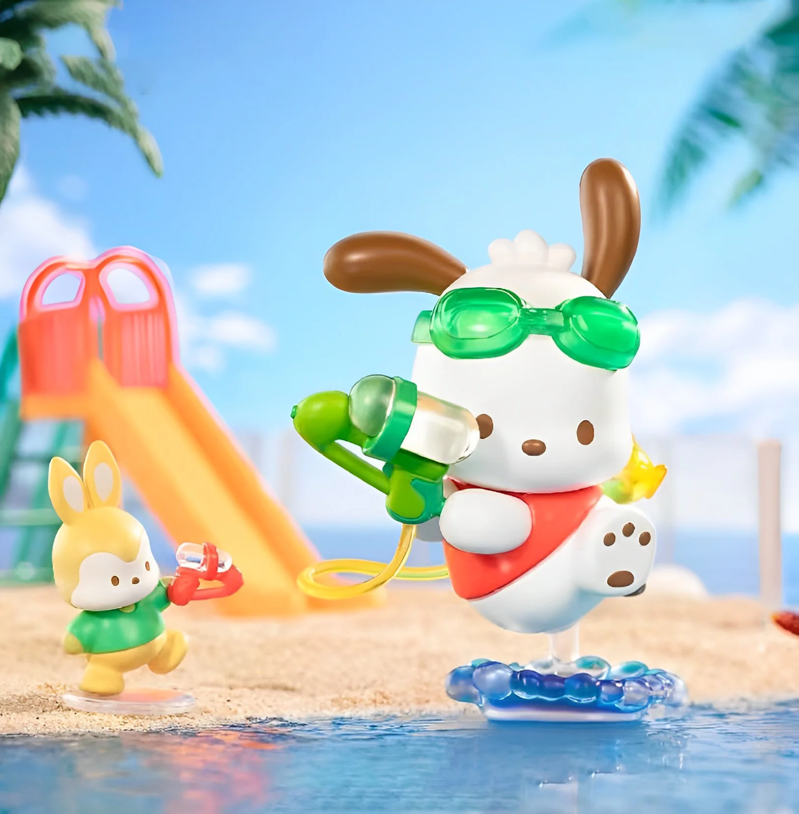 Sanrio Pachacco Holiday Beach Series Blind Box Ornamento, Surpresa Presente De Aniversário, Bonito Tabletop Decoração