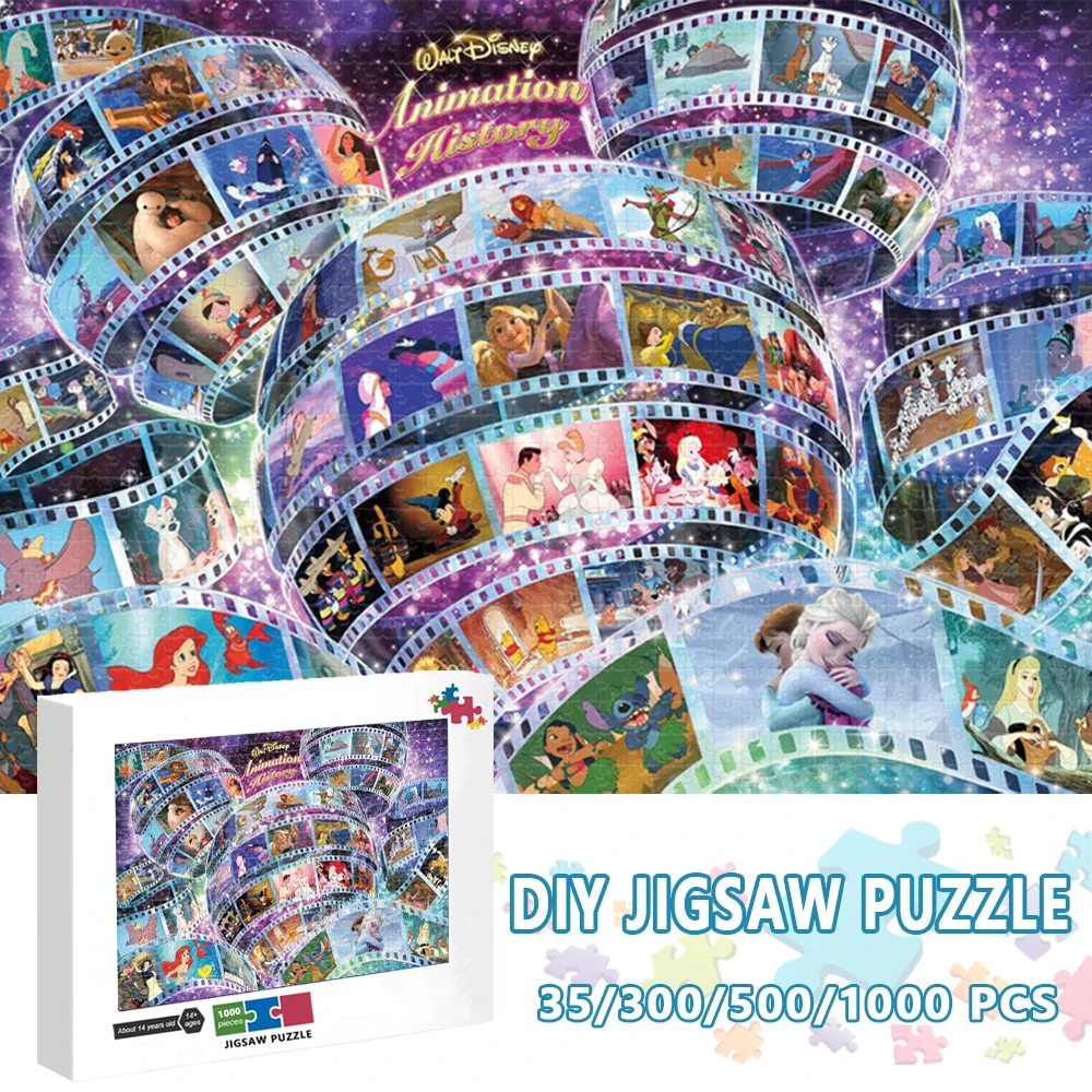 1000 Piece Adults Jigsaw Puzzles Disney Characters Collection Cartoon Kids Intellectual Educational Diy Puzzle Game Toys Gifts