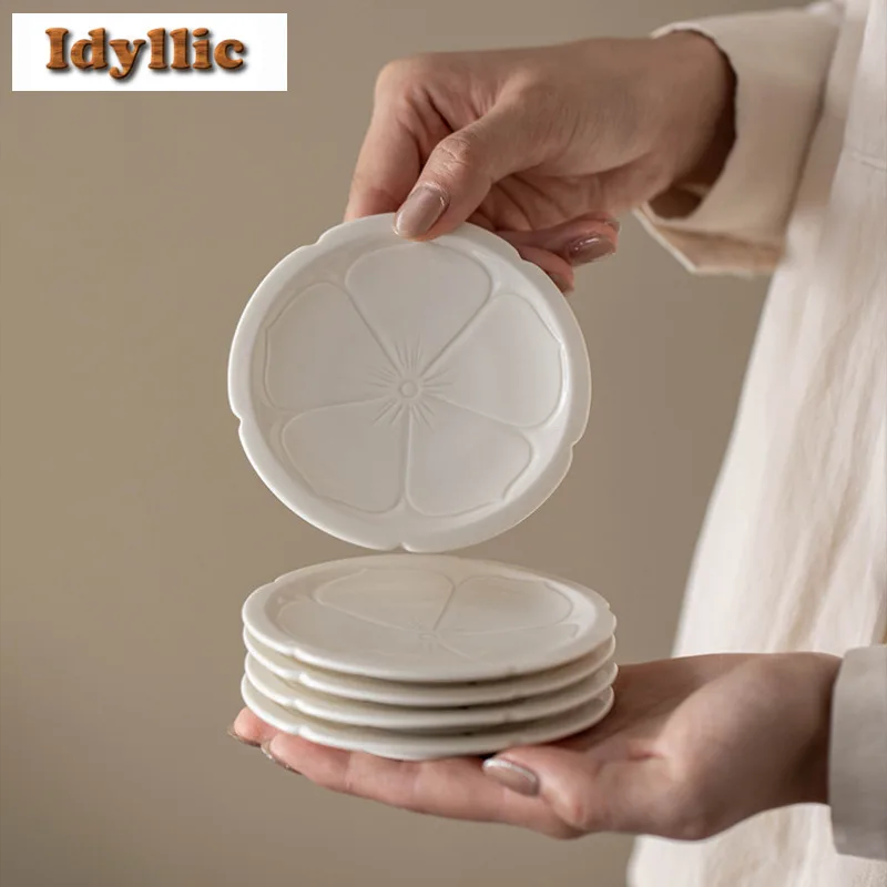 

2 шт./лот Ding Kiln подставки в форме сердца лотоса подставка для кружек для кофейных чашек блюдце теплоизоляционные салфетки подставка для чашки украшения